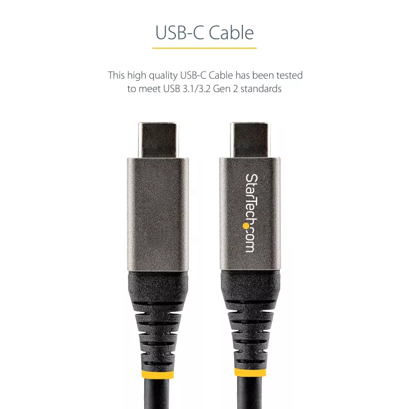 StarTech.com 20 inch (50cm) Kabel USB C 10Gbps - USB 3.1 Type-C - 100W (5A) Power Delivery Ładowanie, DP Alt Mode - Przewód USB-C do laptopa/telefonu/urządzenia USB-C - Ładowanie/Synchronizacja