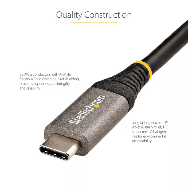 StarTech.com 20 inch (50cm) Kabel USB C 10Gbps - USB 3.1 Type-C - 100W (5A) Power Delivery Ładowanie, DP Alt Mode - Przewód USB-C do laptopa/telefonu/urządzenia USB-C - Ładowanie/Synchronizacja