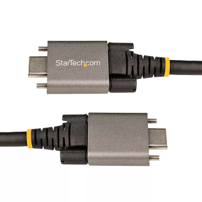 StarTech.com 3ft (1m) Side Screw Locking USB C kabel 10Gbps - USB-IF Certified USB-C kabel - USB 3.1/3.2 Gen 2 Type-C kabel - 100W (5A) Power Delivery Charging, DP Alt Mode - Dual Screw Lock - USB-C Cord Charge/Sync
