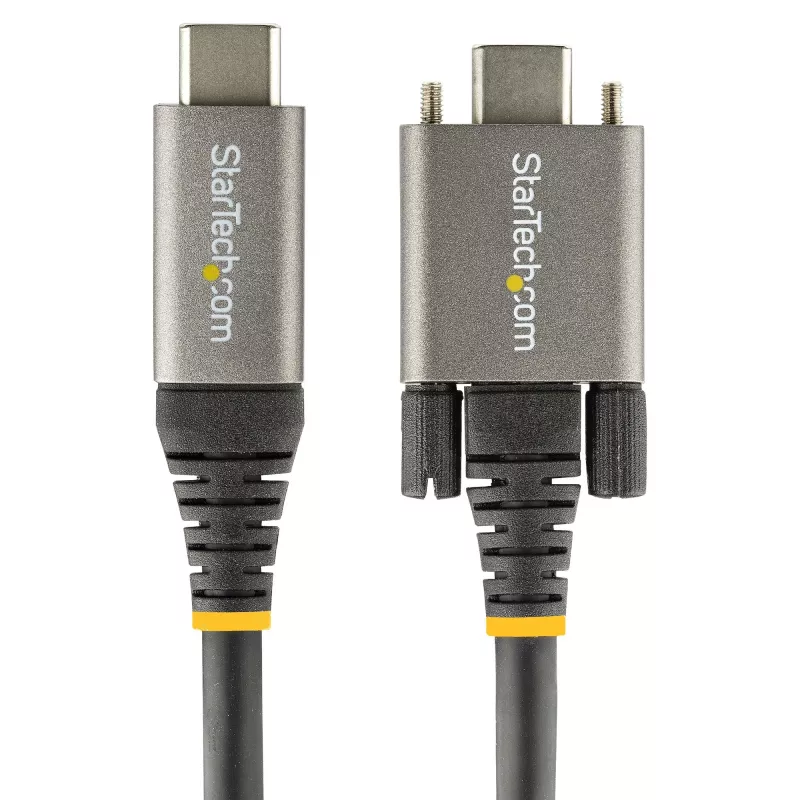 StarTech.com 3ft (1m) Side Screw Locking USB C kabel 10Gbps - USB-IF Certified USB-C kabel - USB 3.1/3.2 Gen 2 Type-C kabel - 100W (5A) Power Delivery Charging, DP Alt Mode - Dual Screw Lock - USB-C Cord Charge/Sync