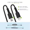 StarTech.com 1m (3ft) USB C to Lightning kabel, MFi Certified, Coiled iPhone Charger kabel, Czarny, Durable TPE Jacket Aramid Fiber, Heavy Duty Coil Lightning kabel