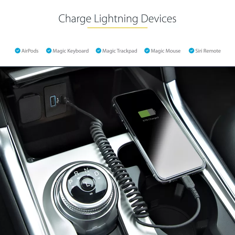 StarTech.com 1m (3ft) USB C to Lightning kabel, MFi Certified, Coiled iPhone Charger kabel, Czarny, Durable TPE Jacket Aramid Fiber, Heavy Duty Coil Lightning kabel