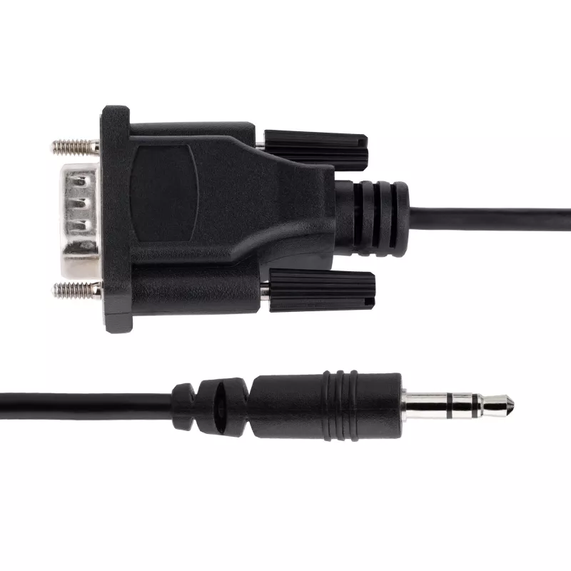 StarTech.com Kabel szeregowy 1 m DB9 na 3,5 mm do konfiguracji urządzeń szeregowych, RS232 DB9 męski na 3,5 mm do kalibracji projektorów, digital signage, telewizorów przez gniazdo audio