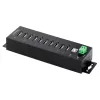 StarTech.com 10-portowy przemysłowy koncentrator USB 2.0, wytrzymały hub USB z ochroną ESD poziom 4, hub USB-A do montażu na szynie DIN/ścianie/biurku, ekspander portów USB z blokowanymi portami, wieloportowy hub USB