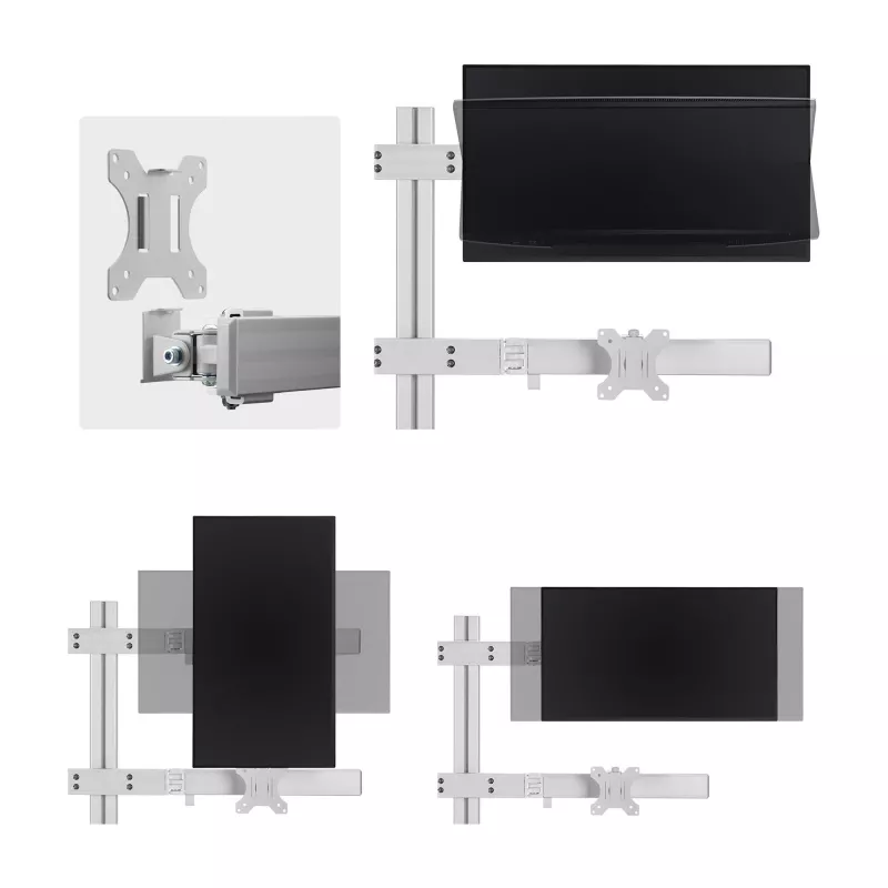 StarTech.com Uchwyt biurkowy na sześć monitorów z poprzeczką, do ekranów komputerowych do 32 cali, maks. 17,6 funta (8 kg) każdy, podwójna kolumna, zacisk C/przelotka, regulacja wysokości
