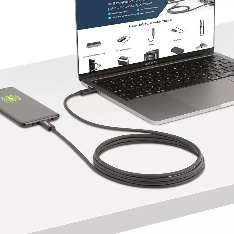 StarTech.com Aktywny kabel Thunderbolt 4, 2 m, 40 Gb/s, zasilanie 100 W, wideo 4K/8K, certyfikat Intel – kompatybilny z USB4/Thunderbolt 4/USB 3.2/USB-C/DisplayPort/Thunderbolt 3