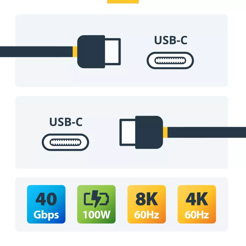 StarTech.com Aktywny kabel Thunderbolt 4, 2 m, 40 Gb/s, zasilanie 100 W, wideo 4K/8K, certyfikat Intel – kompatybilny z USB4/Thunderbolt 4/USB 3.2/USB-C/DisplayPort/Thunderbolt 3