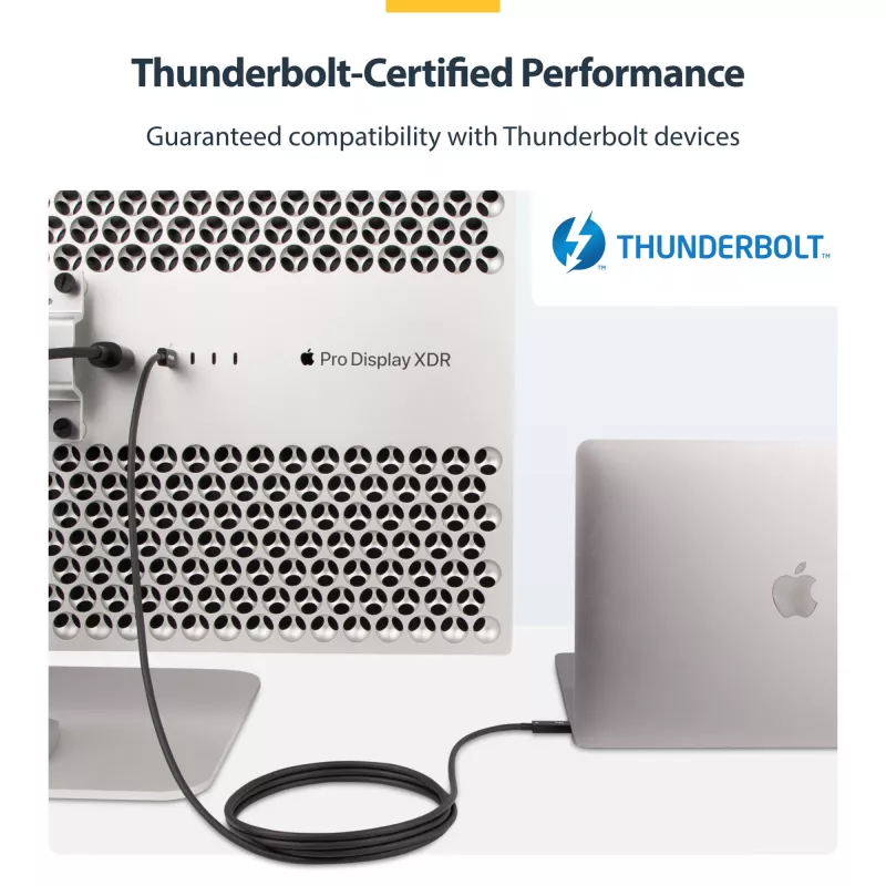 StarTech.com Aktywny kabel Thunderbolt 4, 2 m, 40 Gb/s, zasilanie 100 W, wideo 4K/8K, certyfikat Intel – kompatybilny z USB4/Thunderbolt 4/USB 3.2/USB-C/DisplayPort/Thunderbolt 3