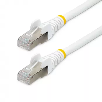 StarTech.com 7.5m przewód Ethernet Cat6a - Biały - Bezhalogenowy o niskim wydzielaniu dymu (LSZH) - 10GbE 500MHz 100W PoE++ bezzaczepowe RJ-45 z odstresownikami S/FTP kabel krosowy sieciowy