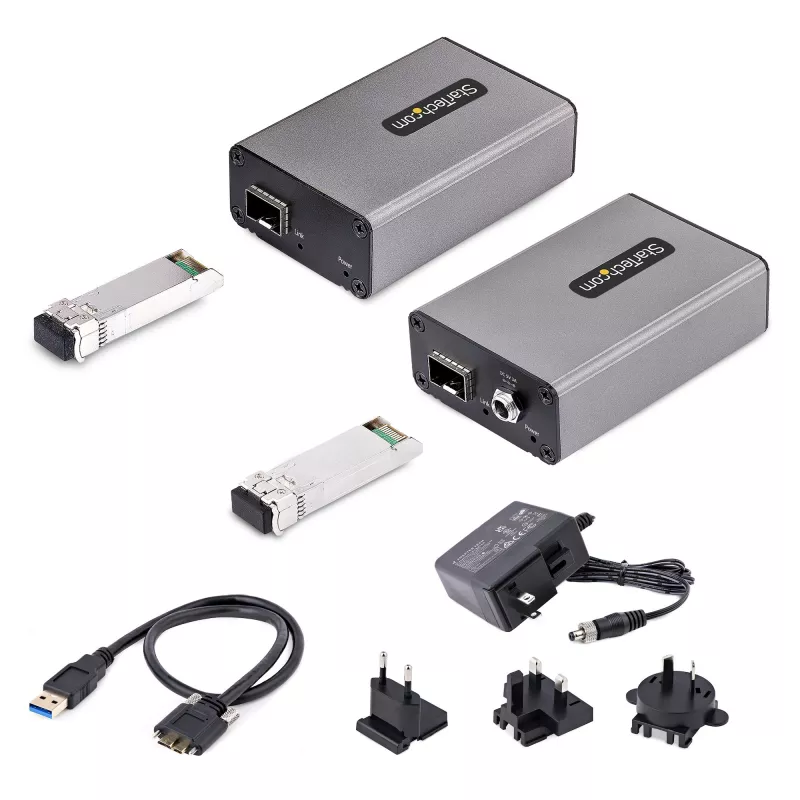 StarTech.com 2-portowy przedłużacz USB 3.0 przez światłowód wielomodowy OM3 - LC/LC - 2x 5 Gb/s koncentrator USB-A - zasięg 350 m (1150 ft) - wytrzymały optyczny przedłużacz USB