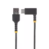 StarTech.com Kabel USB A na C 6in (15cm) z kątem prostym – Wytrzymały kabel USB-C szybkiego ładowania – Czarny USB 2.0 A na Type-C – Wzmocniony włóknem aramidowym – 3A – Krótki przewód ładujący USB