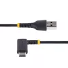 StarTech.com Kabel USB A na C 6in (15cm) z kątem prostym – Wytrzymały kabel USB-C szybkiego ładowania – Czarny USB 2.0 A na Type-C – Wzmocniony włóknem aramidowym – 3A – Krótki przewód ładujący USB