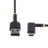 StarTech.com Kabel USB A na C 6in (15cm) z kątem prostym – Wytrzymały kabel USB-C szybkiego ładowania – Czarny USB 2.0 A na Type-C – Wzmocniony włóknem aramidowym – 3A – Krótki przewód ładujący USB