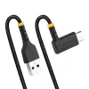 StarTech.com Kabel USB A na C 6in (15cm) z kątem prostym – Wytrzymały kabel USB-C szybkiego ładowania – Czarny USB 2.0 A na Type-C – Wzmocniony włóknem aramidowym – 3A – Krótki przewód ładujący USB