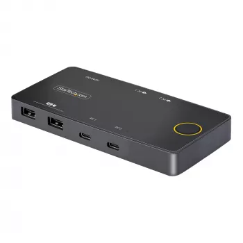 StarTech.com 2-Portowy Przełącznik KVM USB-C, Pojedynczy Monitor HDMI 4K 60Hz, Dwa Porty Przesyłu Mocy 100W, Zasilany z Magistrali, Kompatybilny z USB Type-C/USB4/Thunderbolt 3/4 - Kompaktowa Obudowa