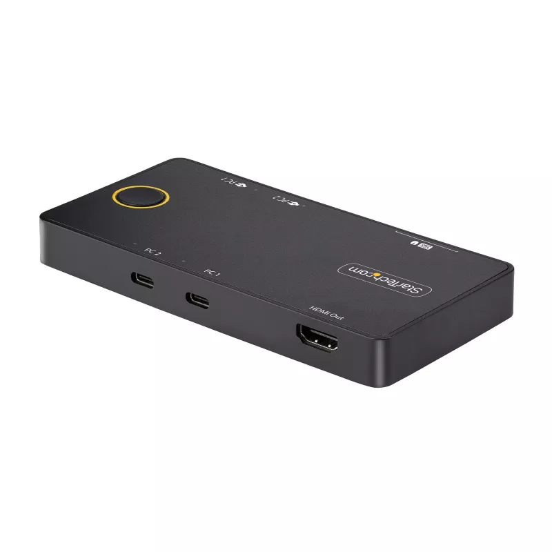 StarTech.com 2-Portowy Przełącznik KVM USB-C, Pojedynczy Monitor HDMI 4K 60Hz, Dwa Porty Przesyłu Mocy 100W, Zasilany z Magistrali, Kompatybilny z USB Type-C/USB4/Thunderbolt 3/4 - Kompaktowa Obudowa