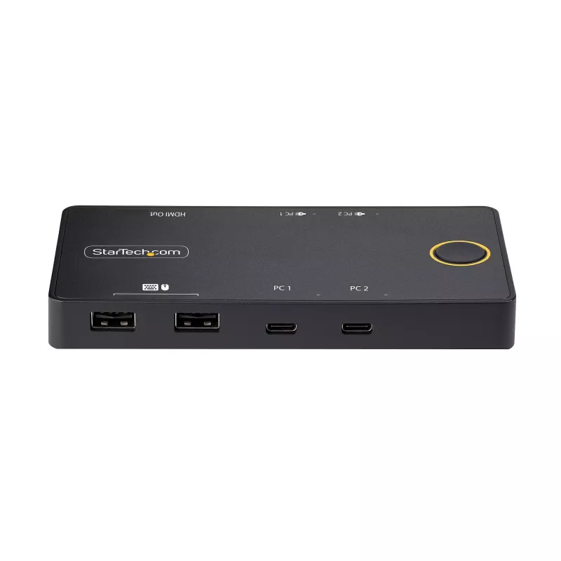 StarTech.com 2-Portowy Przełącznik KVM USB-C, Pojedynczy Monitor HDMI 4K 60Hz, Dwa Porty Przesyłu Mocy 100W, Zasilany z Magistrali, Kompatybilny z USB Type-C/USB4/Thunderbolt 3/4 - Kompaktowa Obudowa