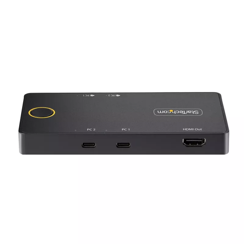 StarTech.com 2-Portowy Przełącznik KVM USB-C, Pojedynczy Monitor HDMI 4K 60Hz, Dwa Porty Przesyłu Mocy 100W, Zasilany z Magistrali, Kompatybilny z USB Type-C/USB4/Thunderbolt 3/4 - Kompaktowa Obudowa