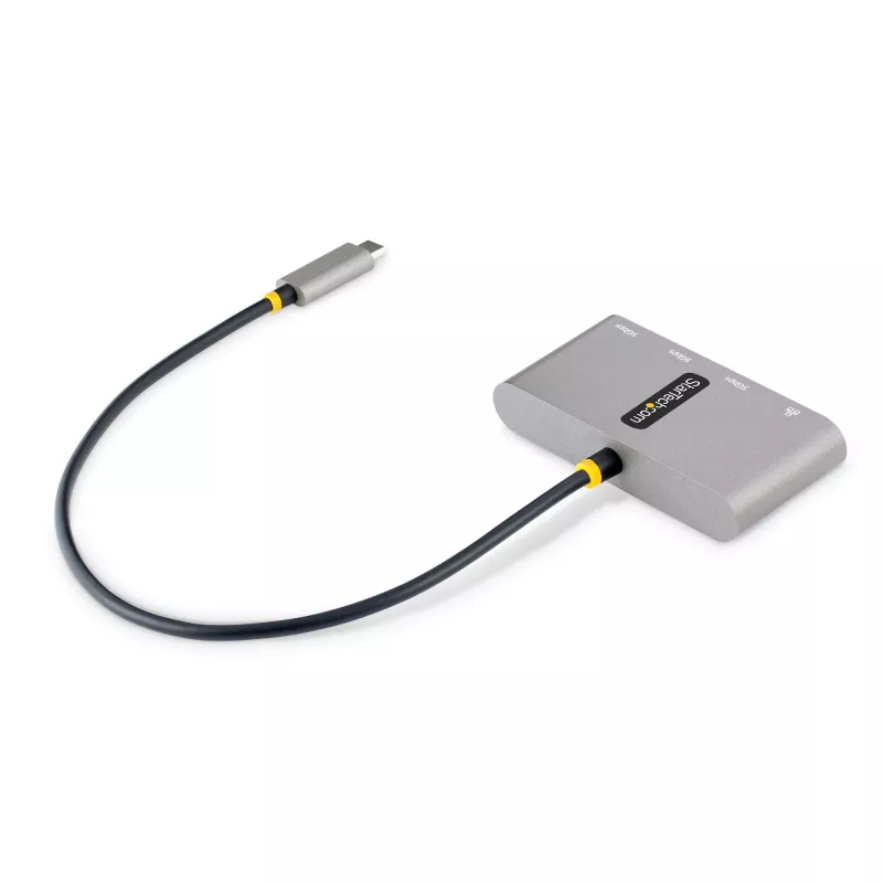 StarTech.com 3-portowy hub USB-C z Ethernetem - 3x USB-A - Gigabit Ethernet - USB 3.0 5 Gb/s - zasilany z magistrali - wbudowany kabel hosta USB-C o długości 30 cm - GbE - przenośny hub USB-C na USB-A