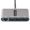 StarTech.com 3-portowy hub USB-C z Ethernetem - 3x USB-A - Gigabit Ethernet - USB 3.0 5 Gb/s - zasilany z magistrali - wbudowany kabel hosta USB-C o długości 30 cm - GbE - przenośny hub USB-C na USB-A