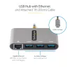 StarTech.com 3-portowy hub USB-C z Ethernetem - 3x USB-A - Gigabit Ethernet - USB 3.0 5 Gb/s - zasilany z magistrali - wbudowany kabel hosta USB-C o długości 30 cm - GbE - przenośny hub USB-C na USB-A