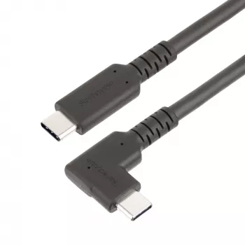 StarTech.com 1,6 stopy (50 cm) wytrzymały kabel USB-C z wtykiem kątowym, USB 3.2 Gen 2 (10 Gb/s), w pełni funkcjonalny kabel do przesyłania danych USB C do C, 4K 60 Hz DP Alt Mode, dostarczanie mocy 100 W - kabel USB typu C z wtykiem pod kątem 90°