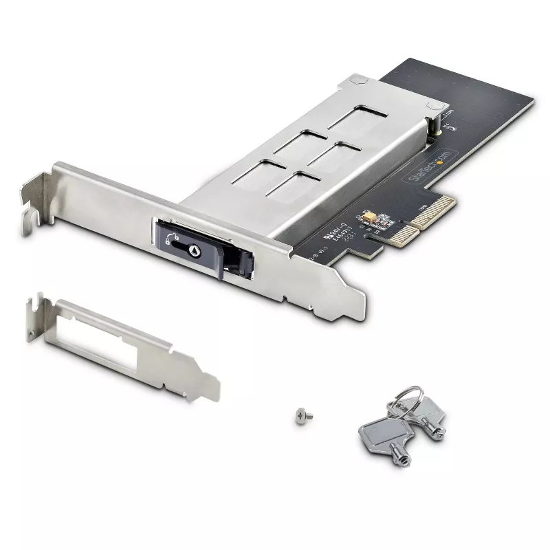 StarTech.com M.2 NVMe SSD do PCIe x4 Mobilna kieszeń/Backplane z wyjmowaną tacką do gniazda rozszerzeń PCI Express, beznarzędziowa instalacja, zatoka na napęd z hot-swap PCIe 4.0/3.0, zamek na klucz - 2 klucze w zestawie
