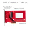 Karta adaptera StarTech.com U.3 na PCIe, adapter PCIe 4.0 x4 dla 2,5-calowych dysków SSD U.3 NVMe, karta dodatkowa PCI Express SFF-TA-1001 do komputerów stacjonarnych/serwerów, zgodna z TAA – niezależna od systemu operacyjnego