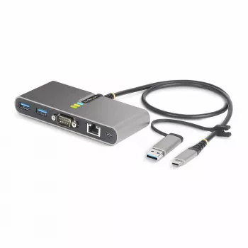 StarTech.com 2-portowy hub USB-C z Ethernetem i RS-232, dołączona przejściówka USB-C na USB-A, 100 W PD Pass-Through, 2x USB-A 5 Gb/s, Gigabit Ethernet, RS232 szeregowy (FTDI)