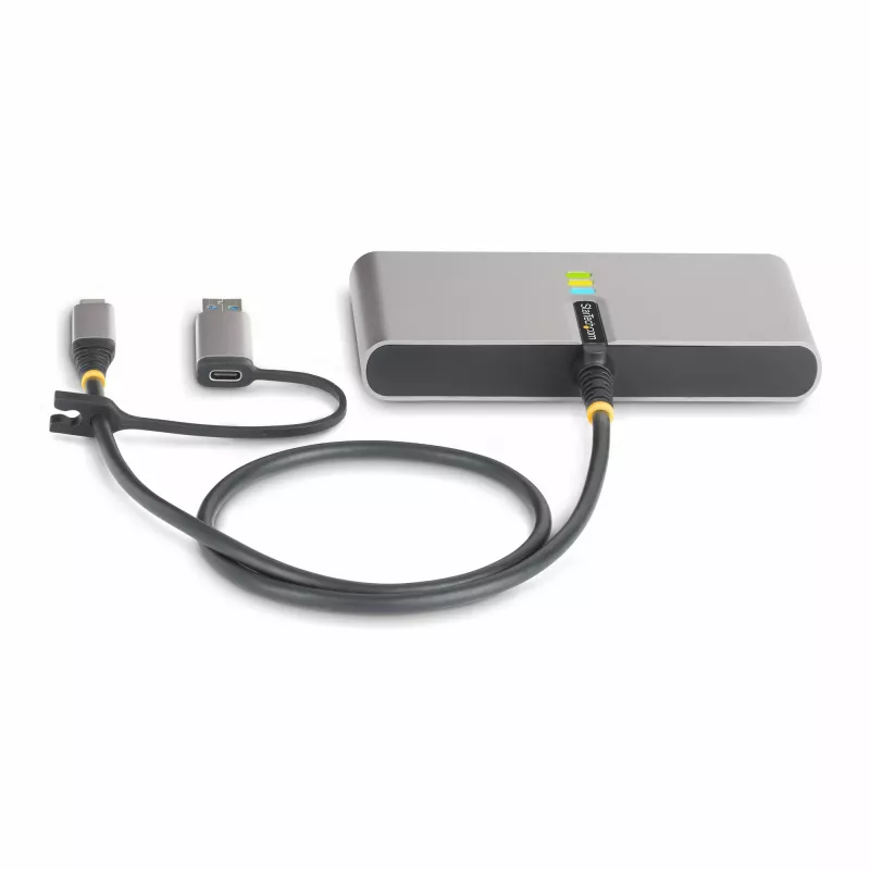 StarTech.com 2-portowy hub USB-C z Ethernetem i RS-232, dołączona przejściówka USB-C na USB-A, 100 W PD Pass-Through, 2x USB-A 5 Gb/s, Gigabit Ethernet, RS232 szeregowy (FTDI)