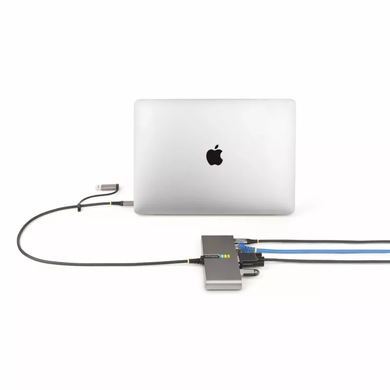 StarTech.com 2-portowy hub USB-C z Ethernetem i RS-232, dołączona przejściówka USB-C na USB-A, 100 W PD Pass-Through, 2x USB-A 5 Gb/s, Gigabit Ethernet, RS232 szeregowy (FTDI)