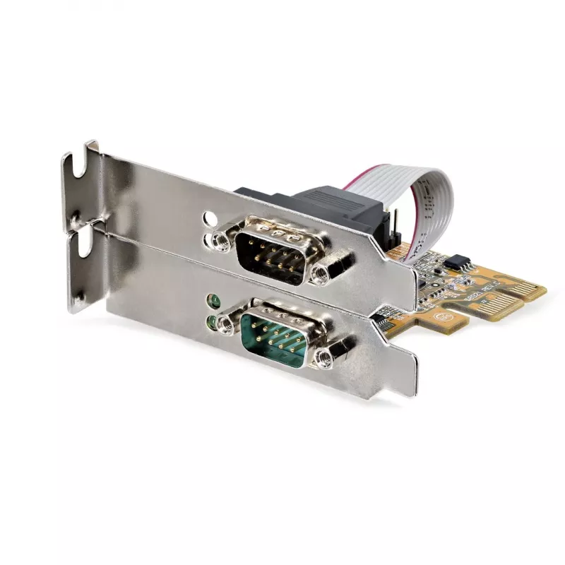 StarTech.com 2-portowa karta interfejsu szeregowego PCI Express, dwuportowa karta szeregowa PCIe na RS232 (DB9), 16C1050 UART, niskie/pełne wsporniki, retencja COM, dla Windows/Linux
