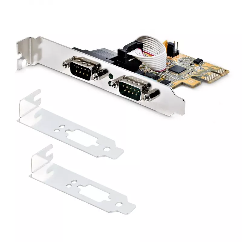 StarTech.com 2-portowa karta interfejsu szeregowego PCI Express, dwuportowa karta szeregowa PCIe na RS232 (DB9), 16C1050 UART, niskie/pełne wsporniki, retencja COM, dla Windows/Linux