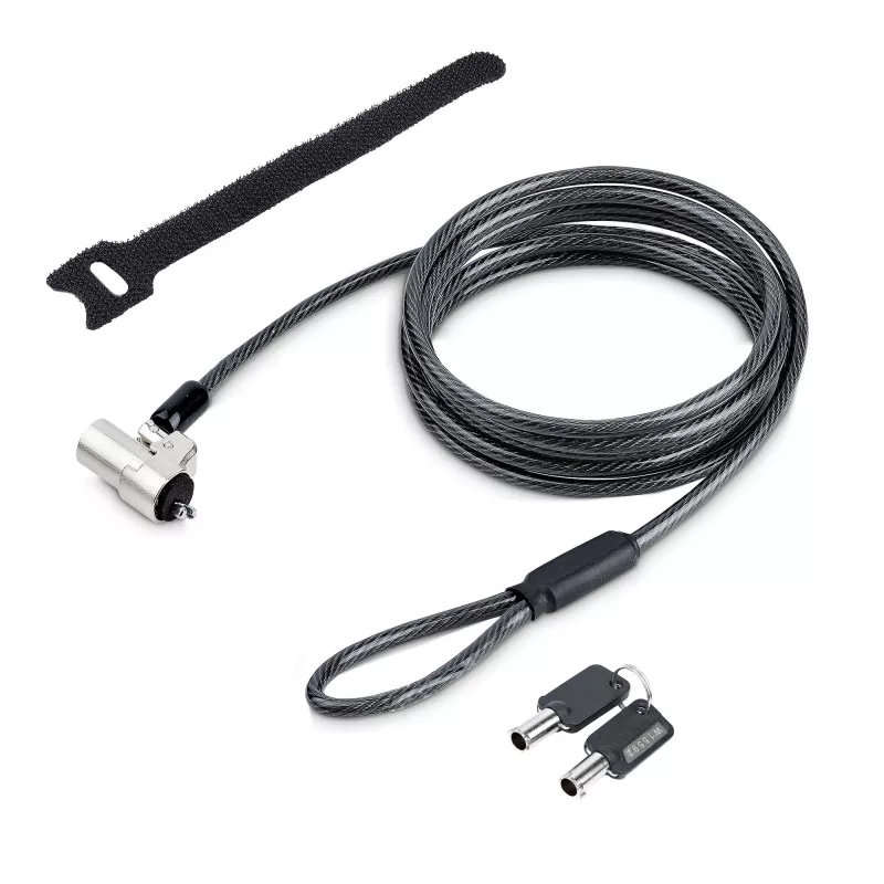 StarTech.com Kabel zabezpieczający do laptopa zgodny z Noble Wedge®; 1,8 m (6 stóp), zamek na klucz antykradzieżowy, linka zabezpieczająca do notebooków Dell XPS/Latitude/2-w-1, odporna na przecięcie, stalowa linka blokująca do laptopa