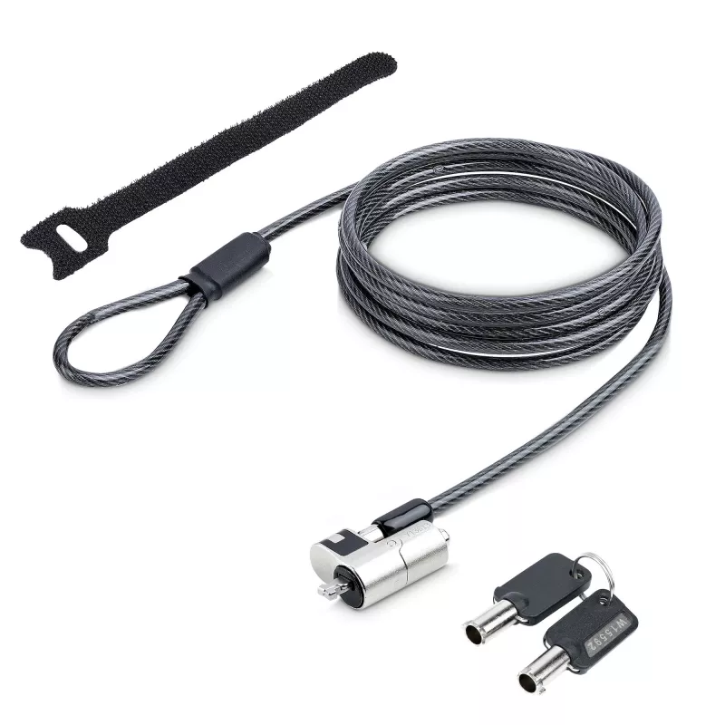 StarTech.com Nano Laptop kabel Lock, 6 stóp (2 m), antykradzieżowa blokada na klucz, kabel zabezpieczający do notebooków z gniazdem Nano, do EliteBook/LenovoX1/2-w-1, odporna na przecięcie, stalowa linka zabezpieczająca do laptopa