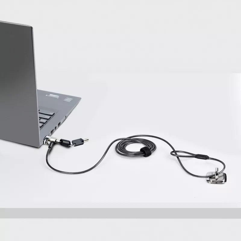 StarTech.com Nano Laptop kabel Lock, 6 stóp (2 m), antykradzieżowa blokada na klucz, kabel zabezpieczający do notebooków z gniazdem Nano, do EliteBook/LenovoX1/2-w-1, odporna na przecięcie, stalowa linka zabezpieczająca do laptopa