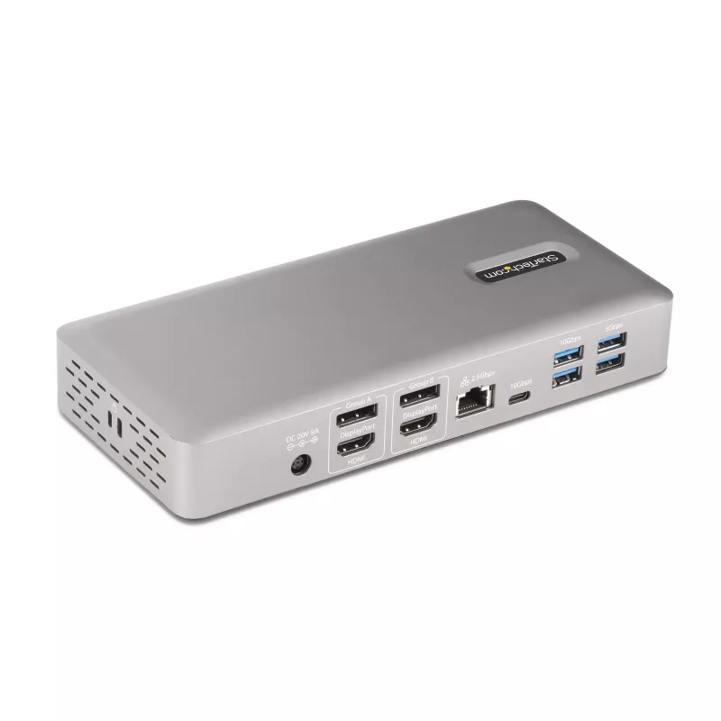 StarTech.com Uniwersalna stacja dokująca USB4 i Thunderbolt 4, poczwórny wyświetlacz w systemie Windows, podwójny wyświetlacz w MacBooku, stacja dokująca HDMI DP z ładowaniem laptopa 98 W
