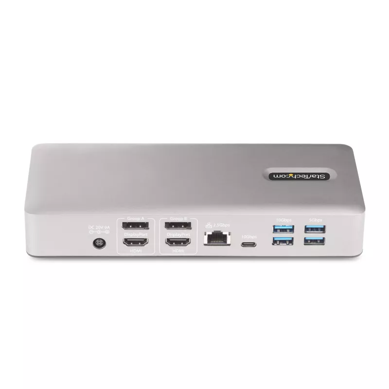 StarTech.com Uniwersalna stacja dokująca USB4 i Thunderbolt 4, poczwórny wyświetlacz w systemie Windows, podwójny wyświetlacz w MacBooku, stacja dokująca HDMI DP z ładowaniem laptopa 98 W