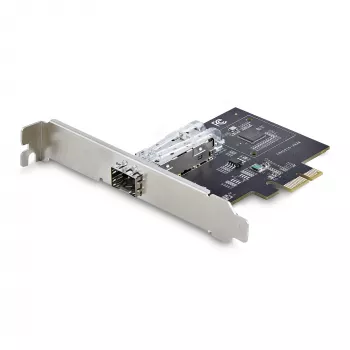 StarTech.com 1-portowa sieciowa karta SFP GbE, PCIe 2.1 x1, Intel I210-IS, kontroler 1GbE, 1000BASE miedź/światłowód, jednoportowa gigabitowa karta sieciowa Ethernet NIC, płyty montażowe desktop/serwer - kompatybilna z Windows i Linux