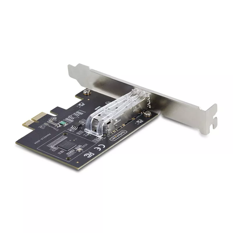 StarTech.com 1-portowa sieciowa karta SFP GbE, PCIe 2.1 x1, Intel I210-IS, kontroler 1GbE, 1000BASE miedź/światłowód, jednoportowa gigabitowa karta sieciowa Ethernet NIC, płyty montażowe desktop/serwer - kompatybilna z Windows i Linux