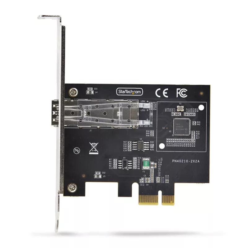 StarTech.com 1-portowa sieciowa karta SFP GbE, PCIe 2.1 x1, Intel I210-IS, kontroler 1GbE, 1000BASE miedź/światłowód, jednoportowa gigabitowa karta sieciowa Ethernet NIC, płyty montażowe desktop/serwer - kompatybilna z Windows i Linux