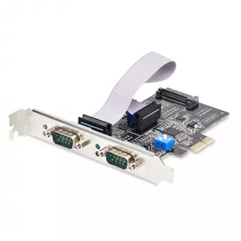StarTech.com 2-portowa karta szeregowa PCIe, dwuportowa karta szeregowa PCI Express na RS232/RS422/RS485 (DB9), w zestawie niskoprofilowe wsporniki, 16C1050 UART, Windows/Linux, zgodność z TAA - ochrona ESD poziomu 4