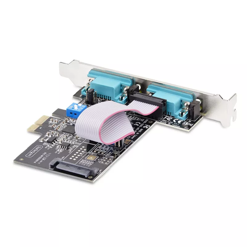 StarTech.com 2-portowa karta szeregowa PCIe, dwuportowa karta szeregowa PCI Express na RS232/RS422/RS485 (DB9), w zestawie niskoprofilowe wsporniki, 16C1050 UART, Windows/Linux, zgodność z TAA - ochrona ESD poziomu 4