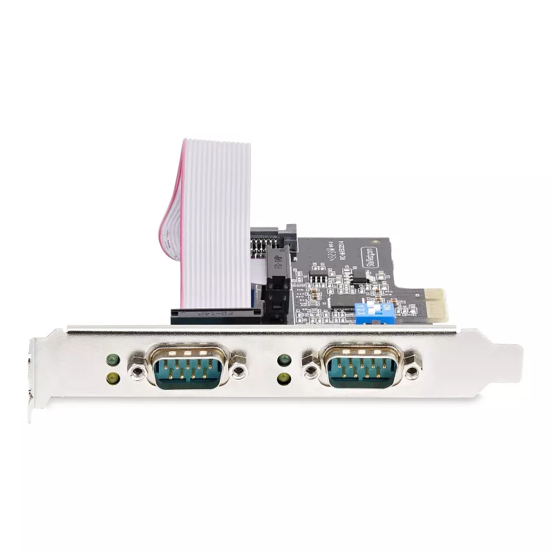 StarTech.com 2-portowa karta szeregowa PCIe, dwuportowa karta szeregowa PCI Express na RS232/RS422/RS485 (DB9), w zestawie niskoprofilowe wsporniki, 16C1050 UART, Windows/Linux, zgodność z TAA - ochrona ESD poziomu 4