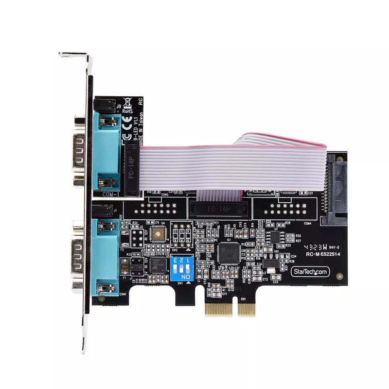 StarTech.com 2-portowa karta szeregowa PCIe, dwuportowa karta szeregowa PCI Express na RS232/RS422/RS485 (DB9), w zestawie niskoprofilowe wsporniki, 16C1050 UART, Windows/Linux, zgodność z TAA - ochrona ESD poziomu 4