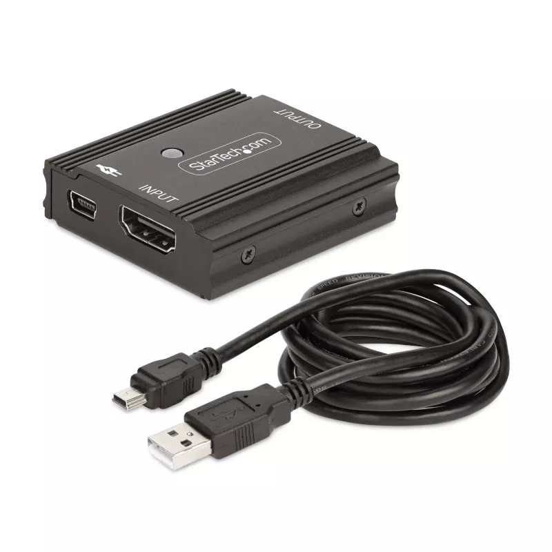 StarTech.com Wzmacniacz sygnału HDMI 8K 60Hz 33ft (10m), Aktywny repeater liniowy HDMI 2.1 i wzmacniacz sygnału wideo do 8K 60Hz/4K 144Hz, Kompaktowy przedłużacz kabla HDMI - Rozszerzenie sygnału HDMI