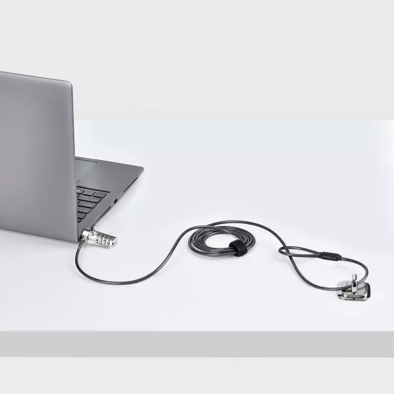 StarTech.com cienki Lock Noble Wedge® Slot Kompatybilny, 5ft (1.5m) Locking kabel, Desk Anti-Theft Security For Laptop/Notebook, Cut-Resistant Steel kabel, Combo Lock