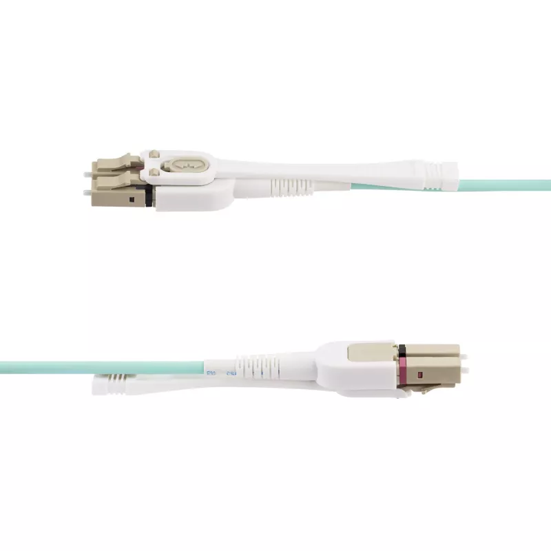 StarTech.com 5 m (16,4 stopy) kabel światłowodowy wielomodowy LC na LC (UPC) OM4 z zaczepami push-pull, 50/125 µm, 100G, niewrażliwy na zginanie, niskie tłumienie wtrąceniowe – zworka światłowodowa LSZH