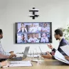 StarTech.com Podwójne pływające półki AV mocowane do ściany, regulowana wysokość pod telewizor, organizacja sprzętu AV na czarnych półkach ze szkła hartowanego