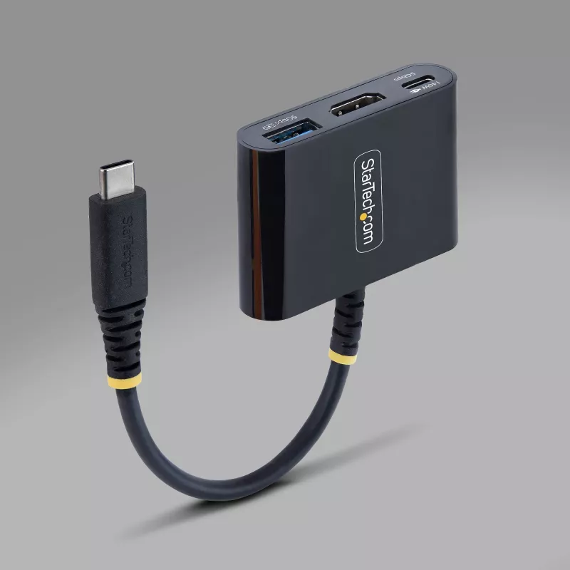 StarTech.com Adapter wieloportowy USB-C do HDMI z ładowaniem PD 140 W, HDMI 4K 60 Hz, koncentrator USB 5 Gb/s, mini stacja dokująca do MacBook / Dell / Thinkpad / HP / iPad / tabletów